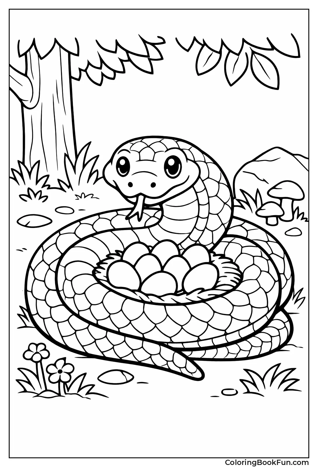 Mother Snake Guards Eggs