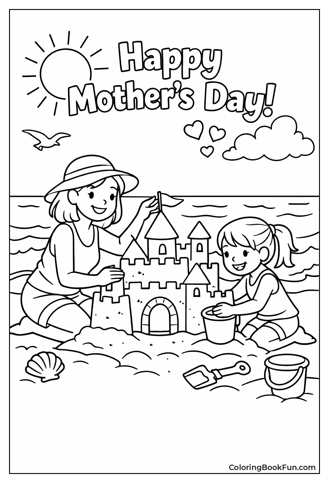 Mom Builds Sandcastle Beach