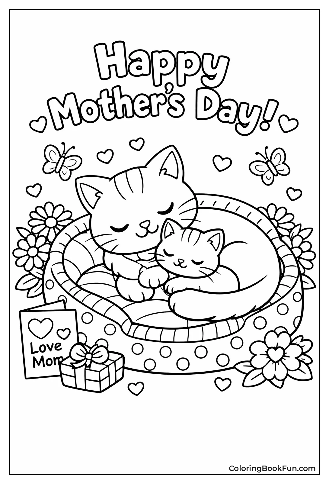 Mom Cat Naps with Kitten