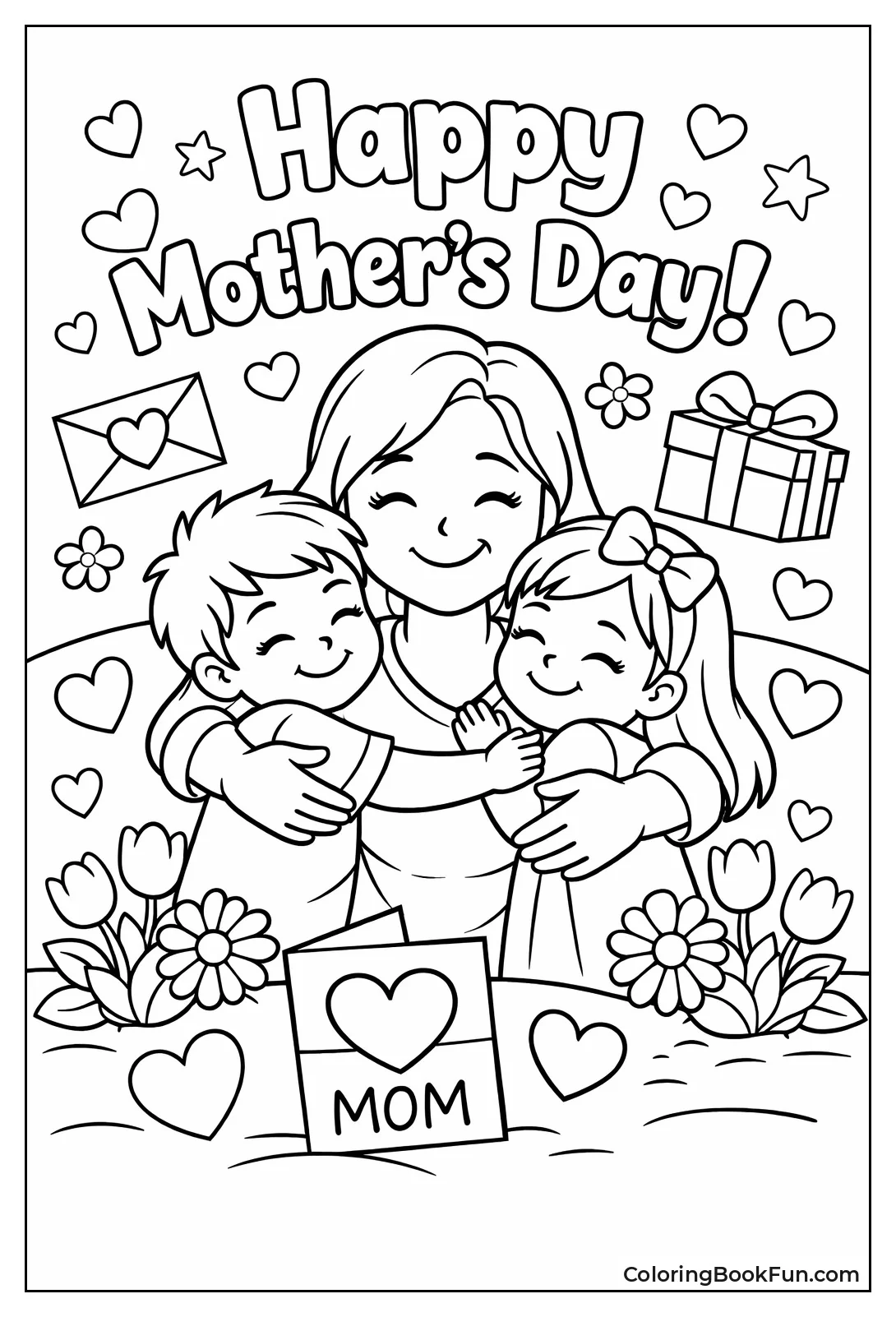 Mom Hugs Kids Tightly