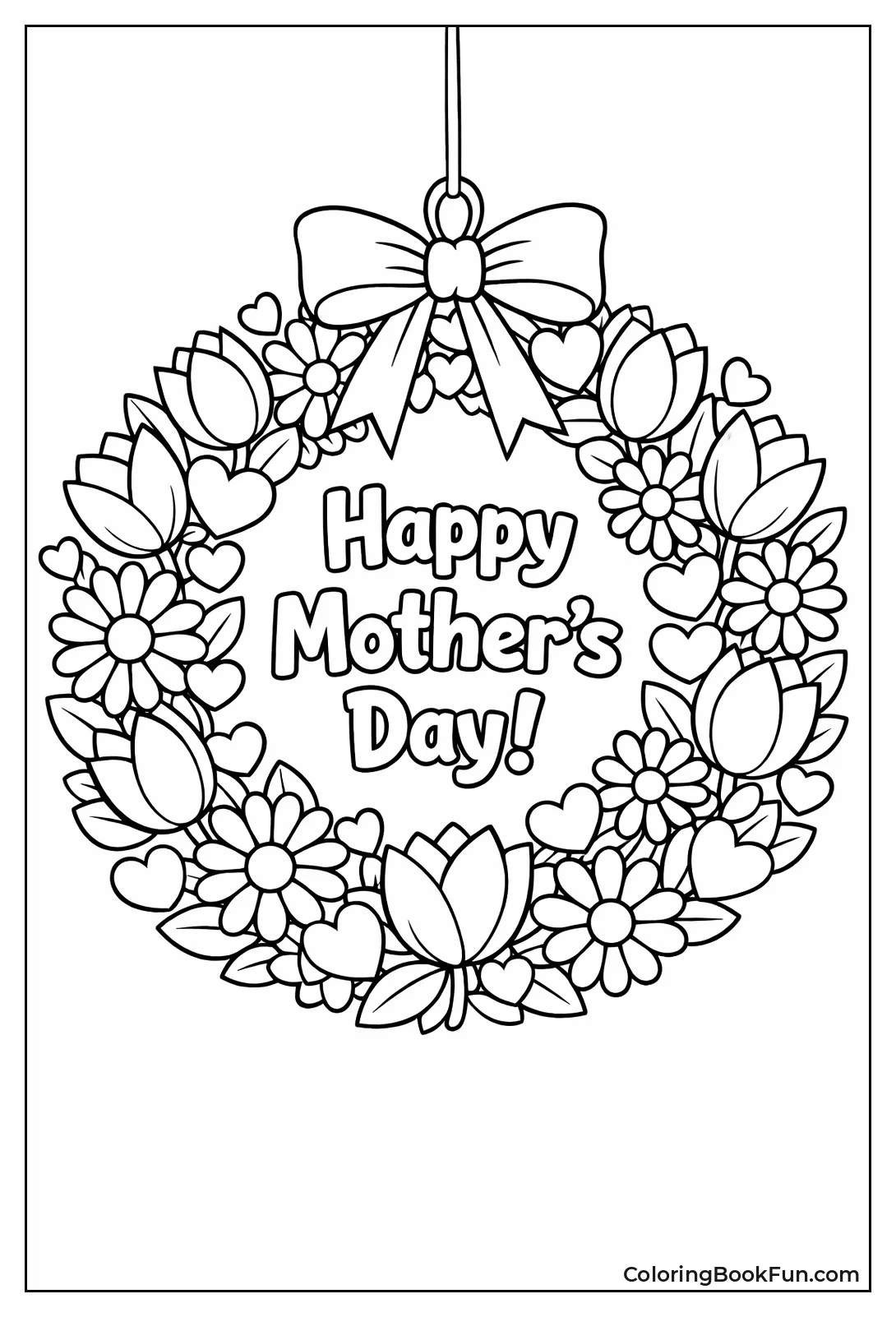 Flower Wreath with Hearts