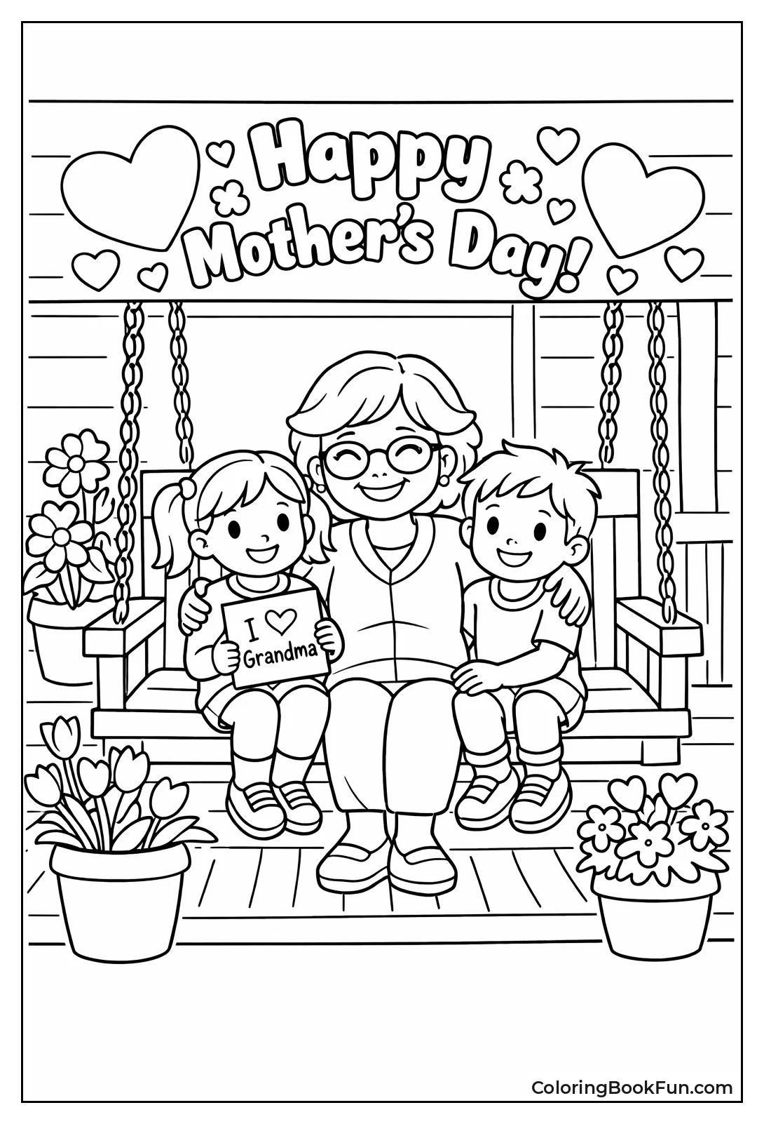 Grandma Swings with Grandkids