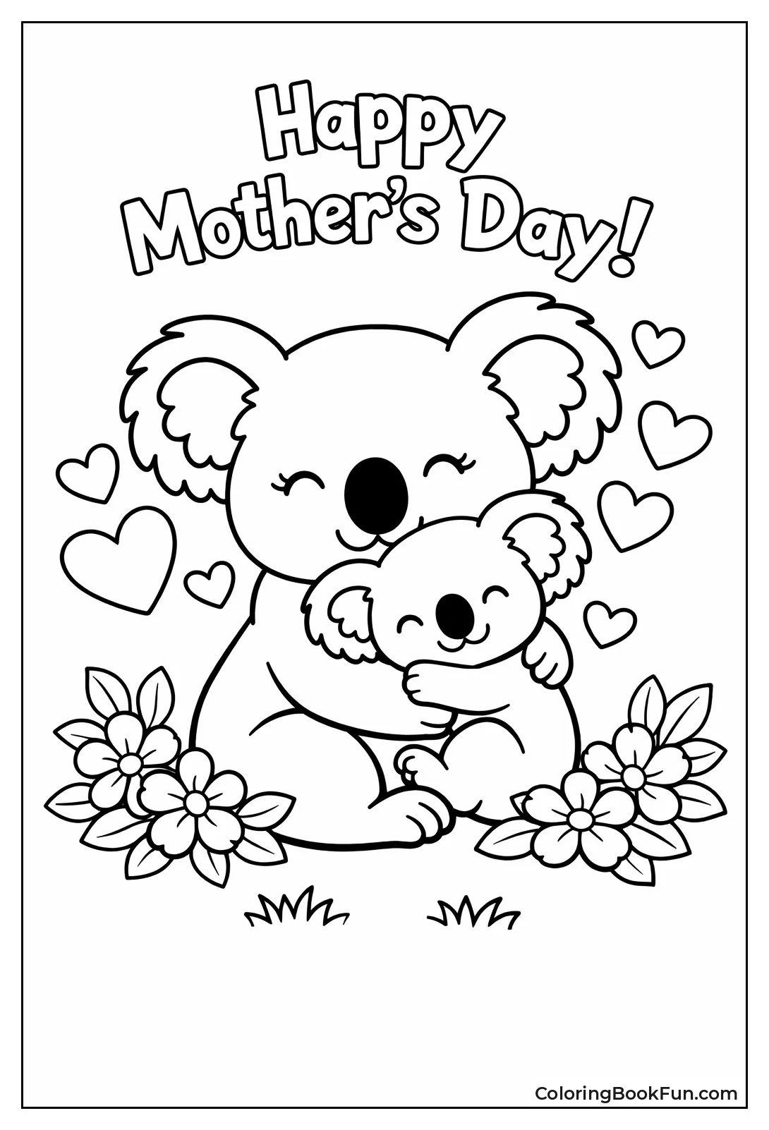 Mom Koala Holds Baby