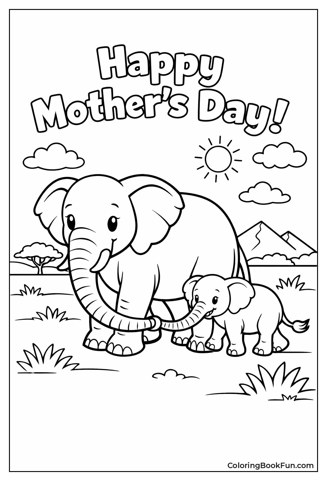 Mom Elephant Holds Baby