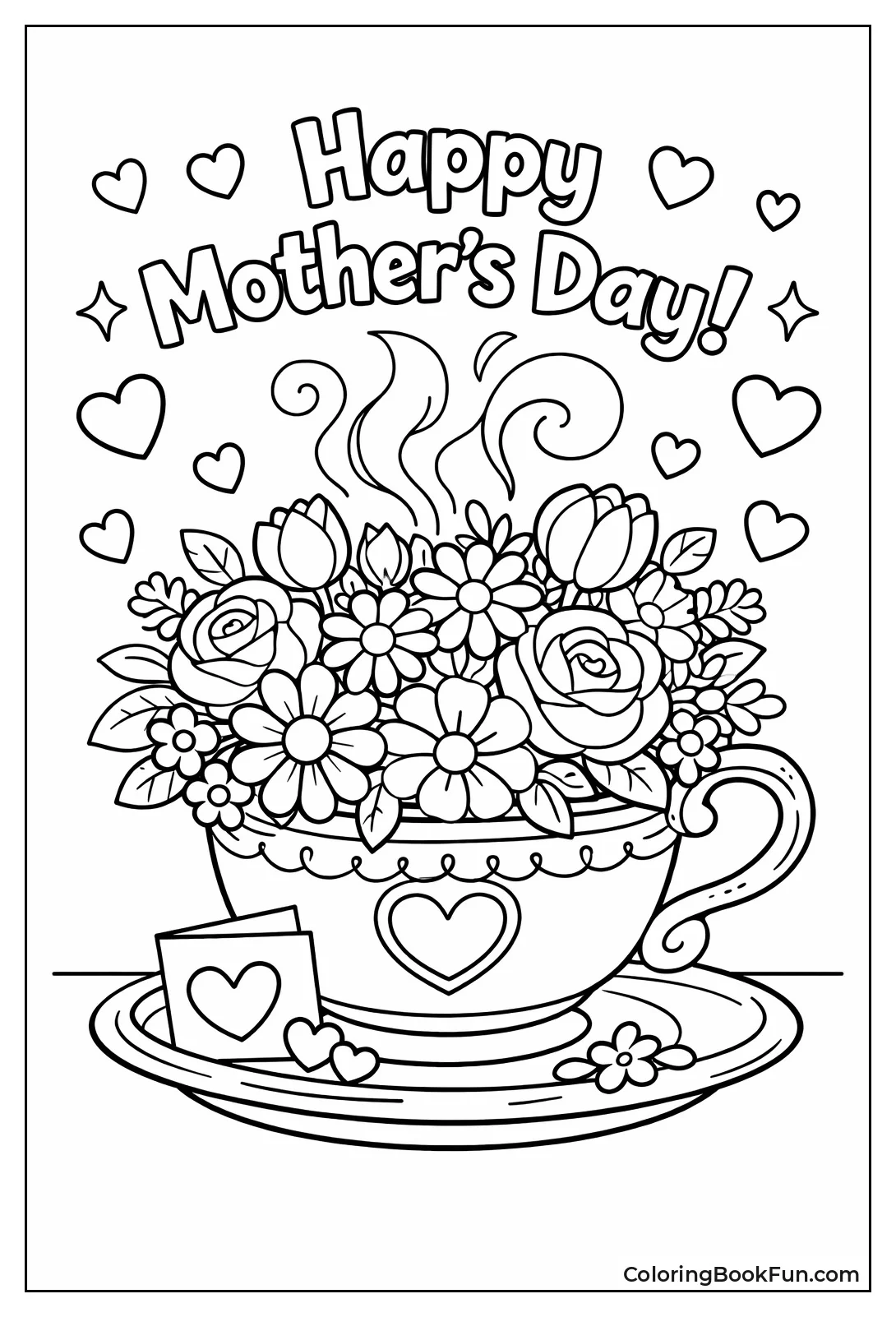 Teacup Spills Bright Flowers