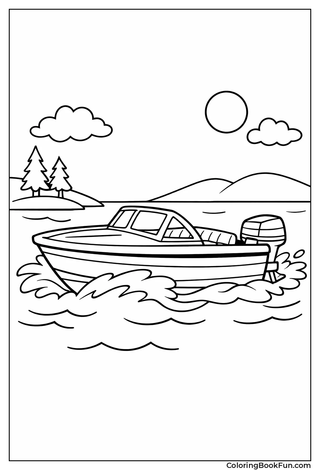 Motorboat Cruising on Lake