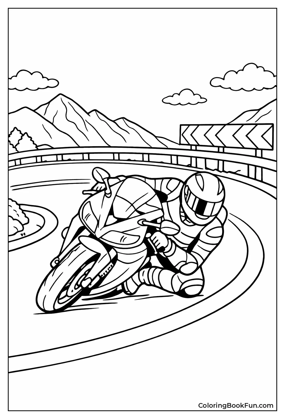 Bike Leans Sharp Curve