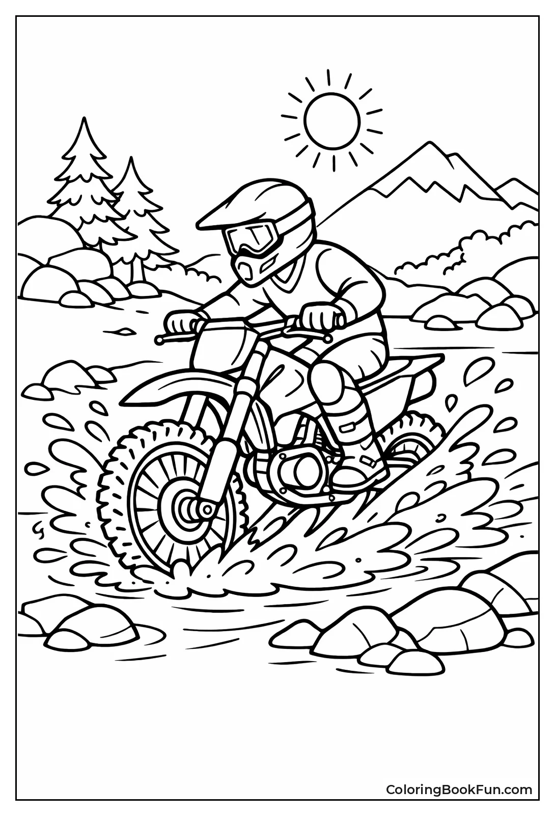 Dirt Bike Splashes River