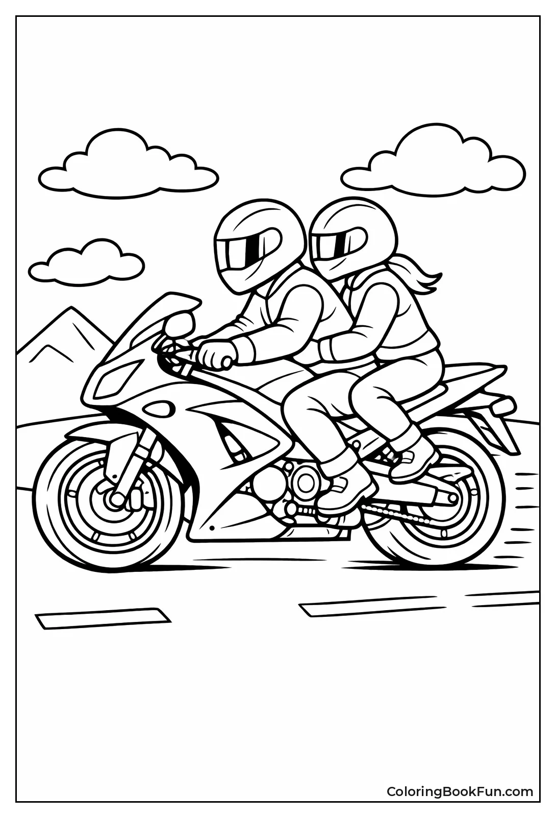 Tandem Riders with Helmets