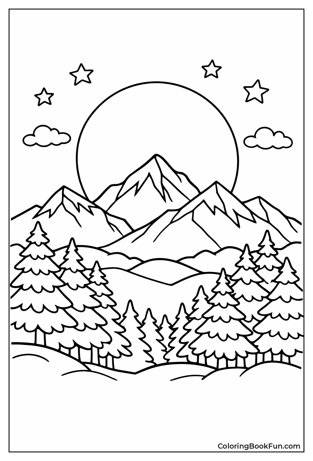 Moon Rises behind Mountains