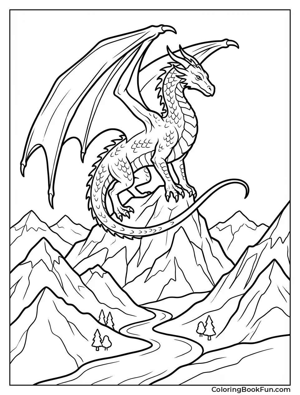 Dragon Perched on Mountain