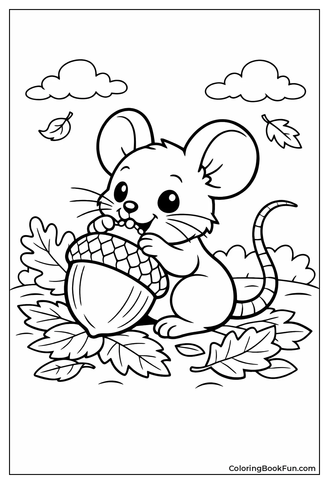 Mouse Nibbling Big Acorn