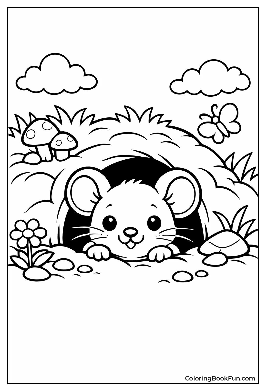 Mouse Peeking from Burrow