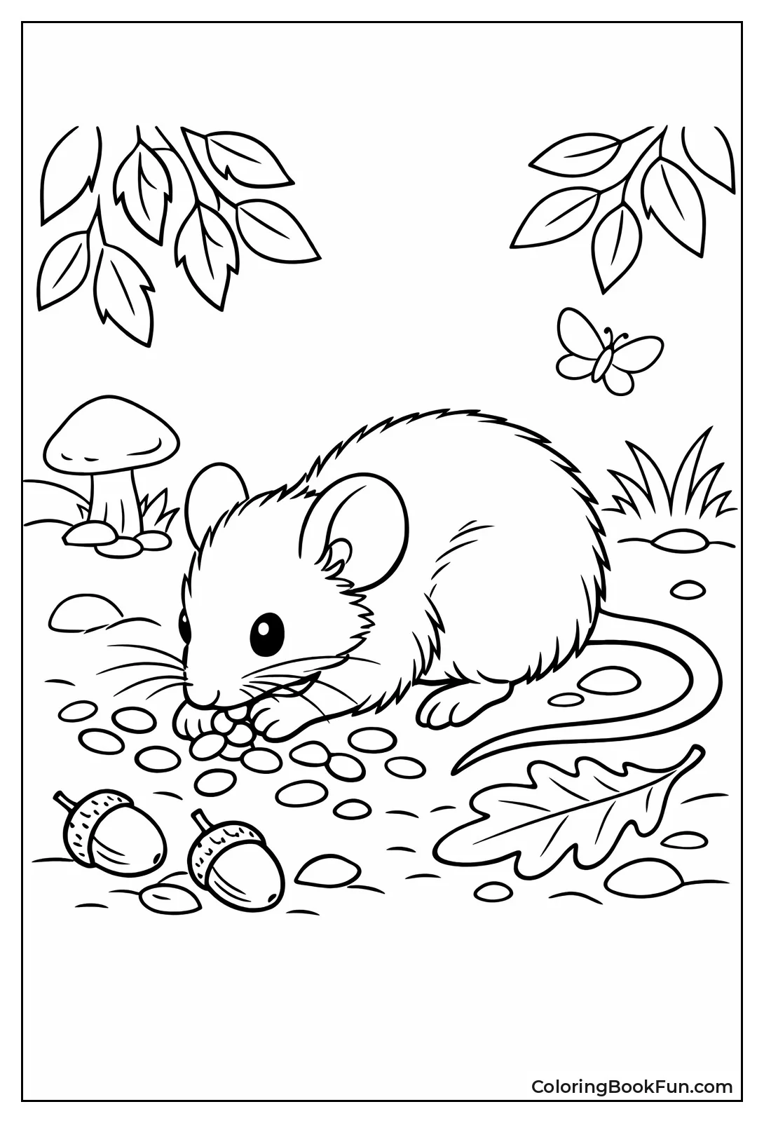 Mouse Foraging Forest Floor