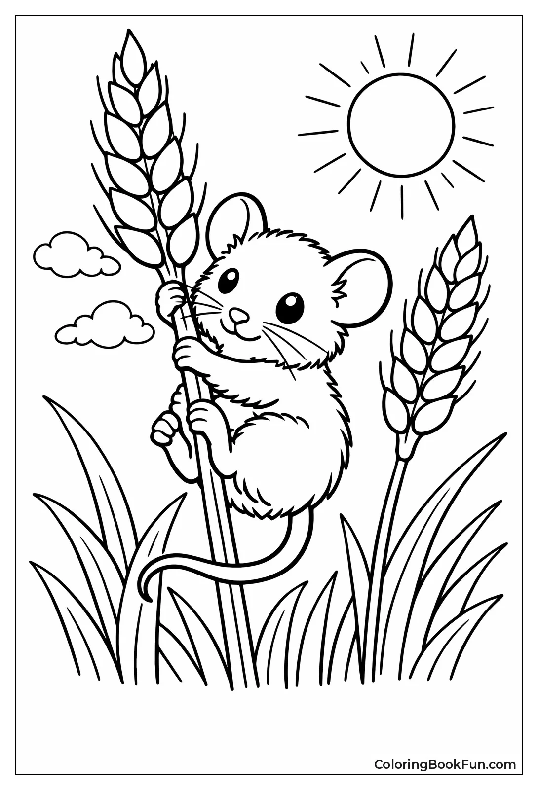 Mouse Climbing Wheat Stalk