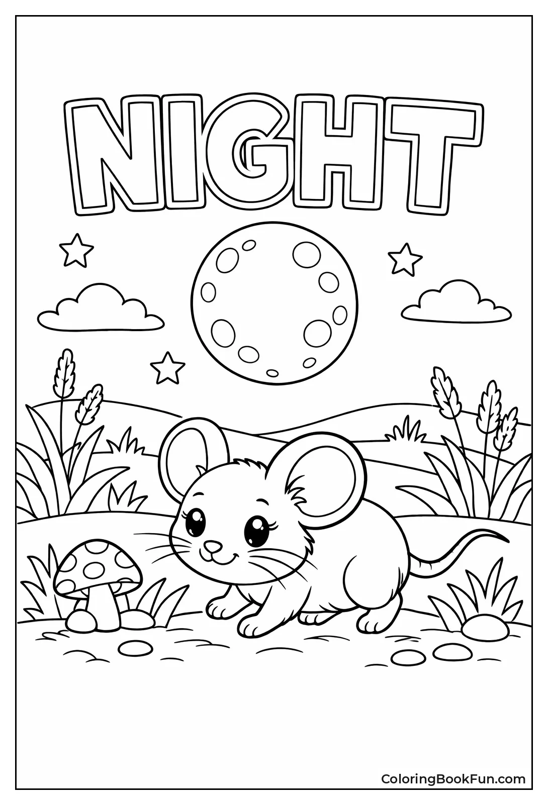 Mouse Exploring Moonlit Field
