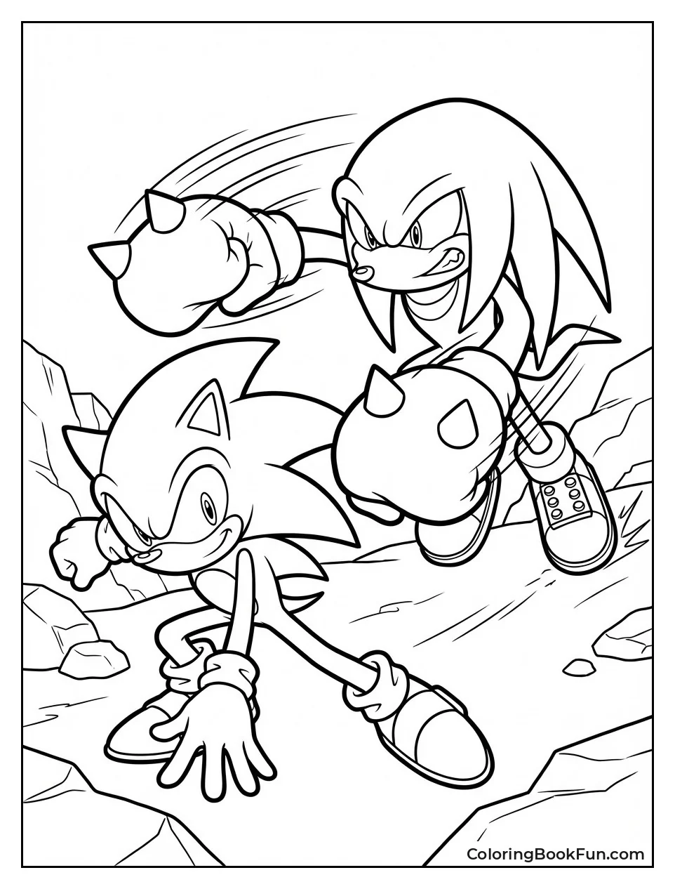 Sonic Dodges Knuckles Punches