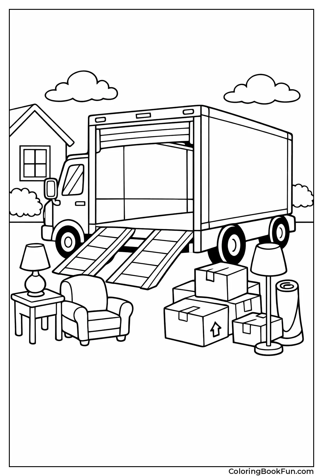 Moving Truck Loads Boxes