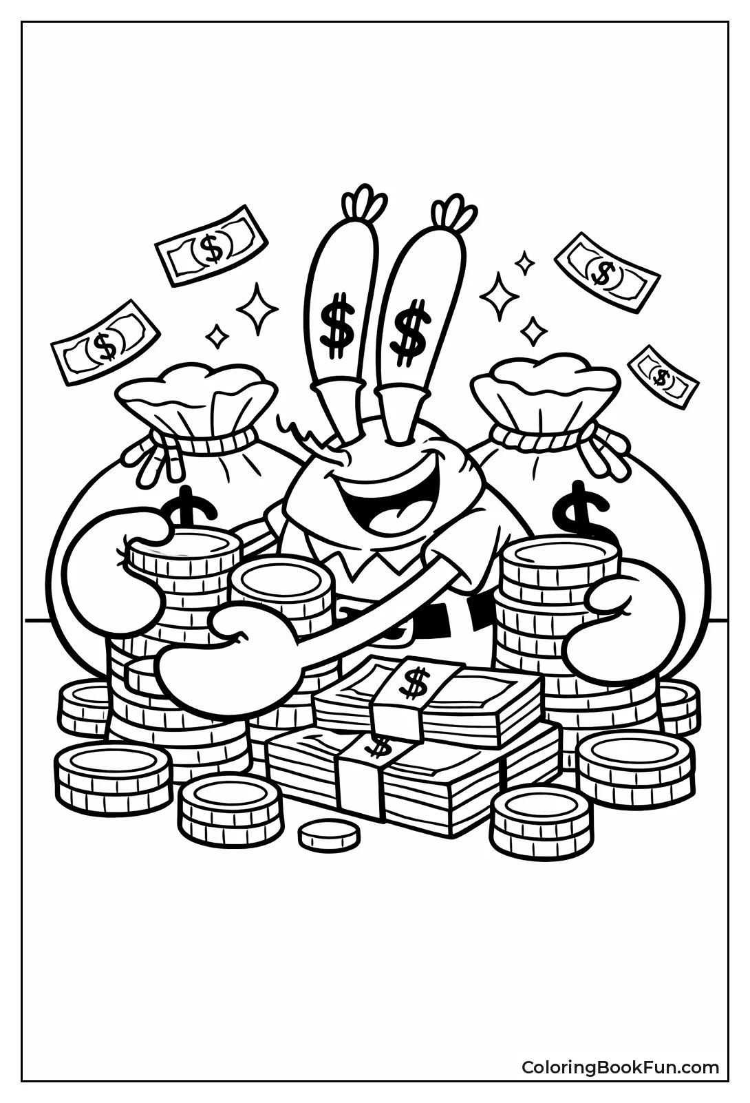 Mr Krabs Hugs Gold Coins