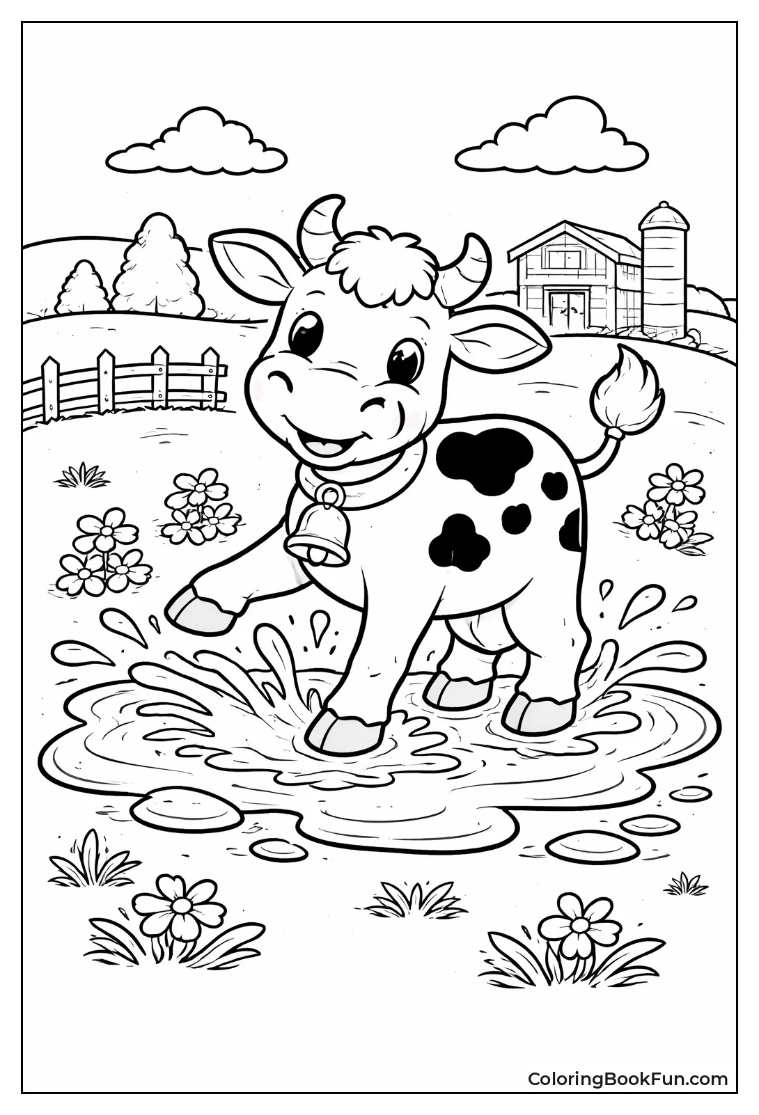 Cow in Mud Puddle