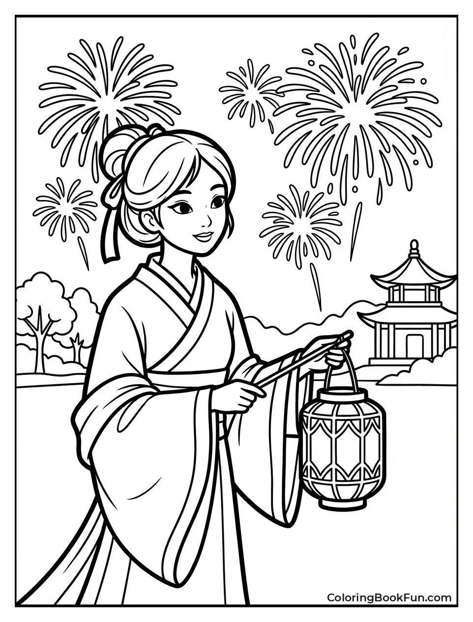 Mulan Holds Festive Lantern