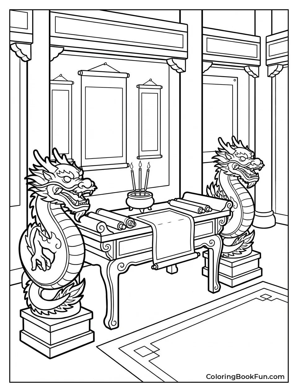 Temple with Stone Dragons