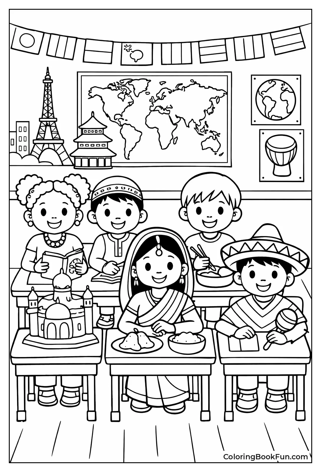 Friends in Classroom Desks