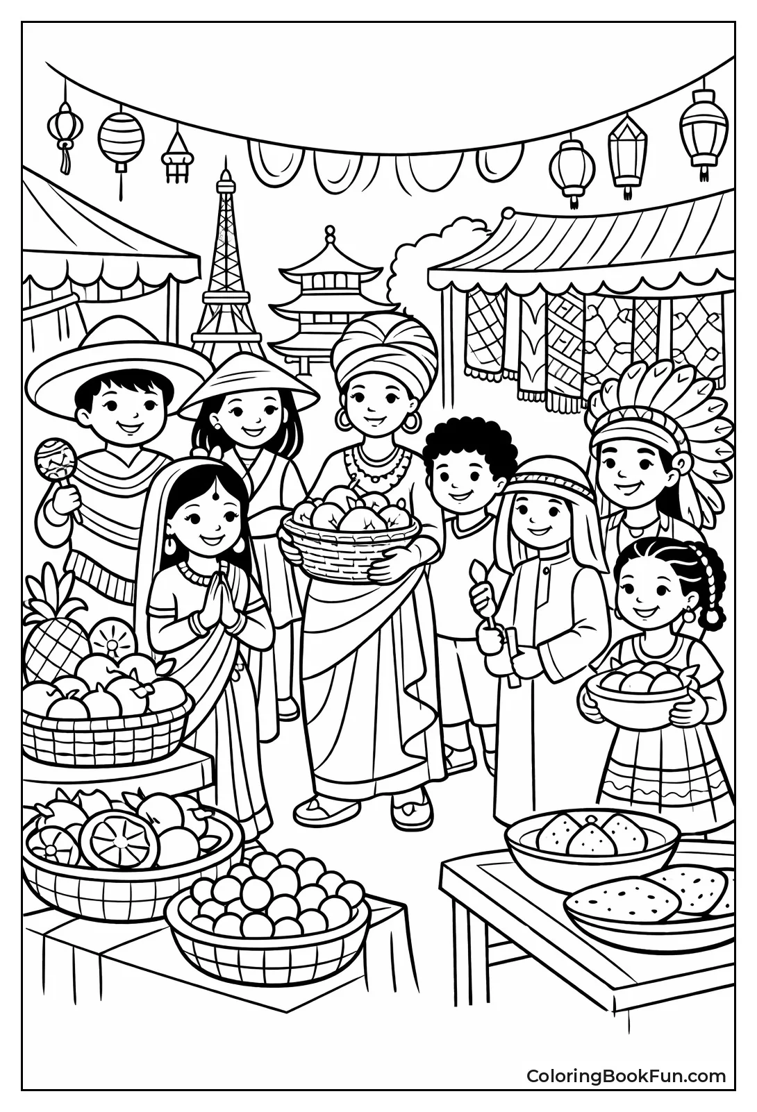 Bustling World Market Scene