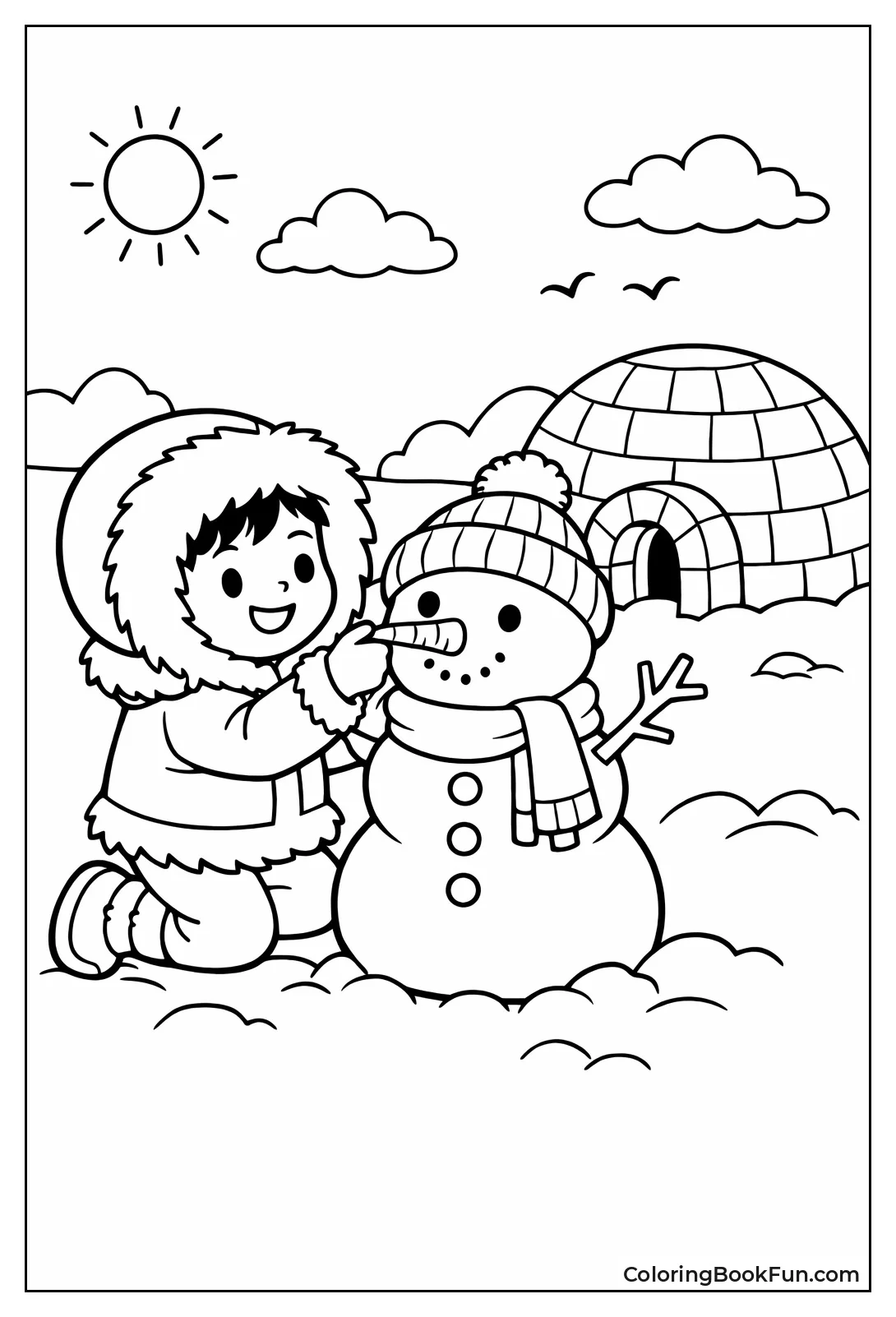 Inuit Builds Snow Igloo