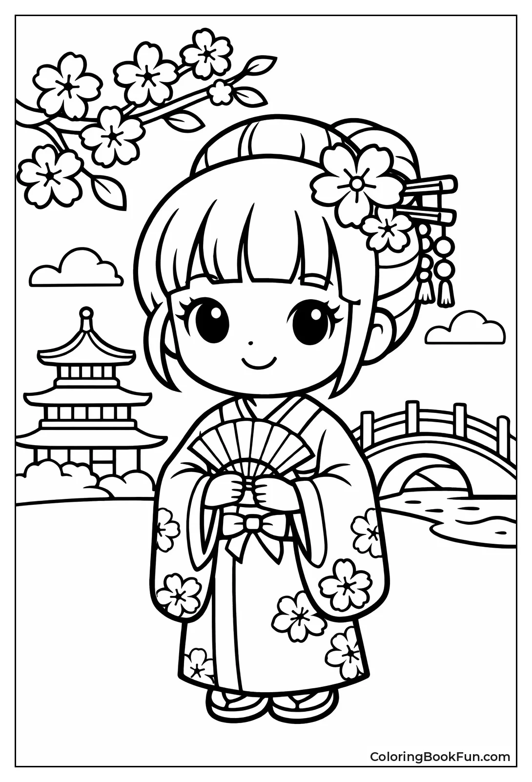 Girl Smiles in Kimono