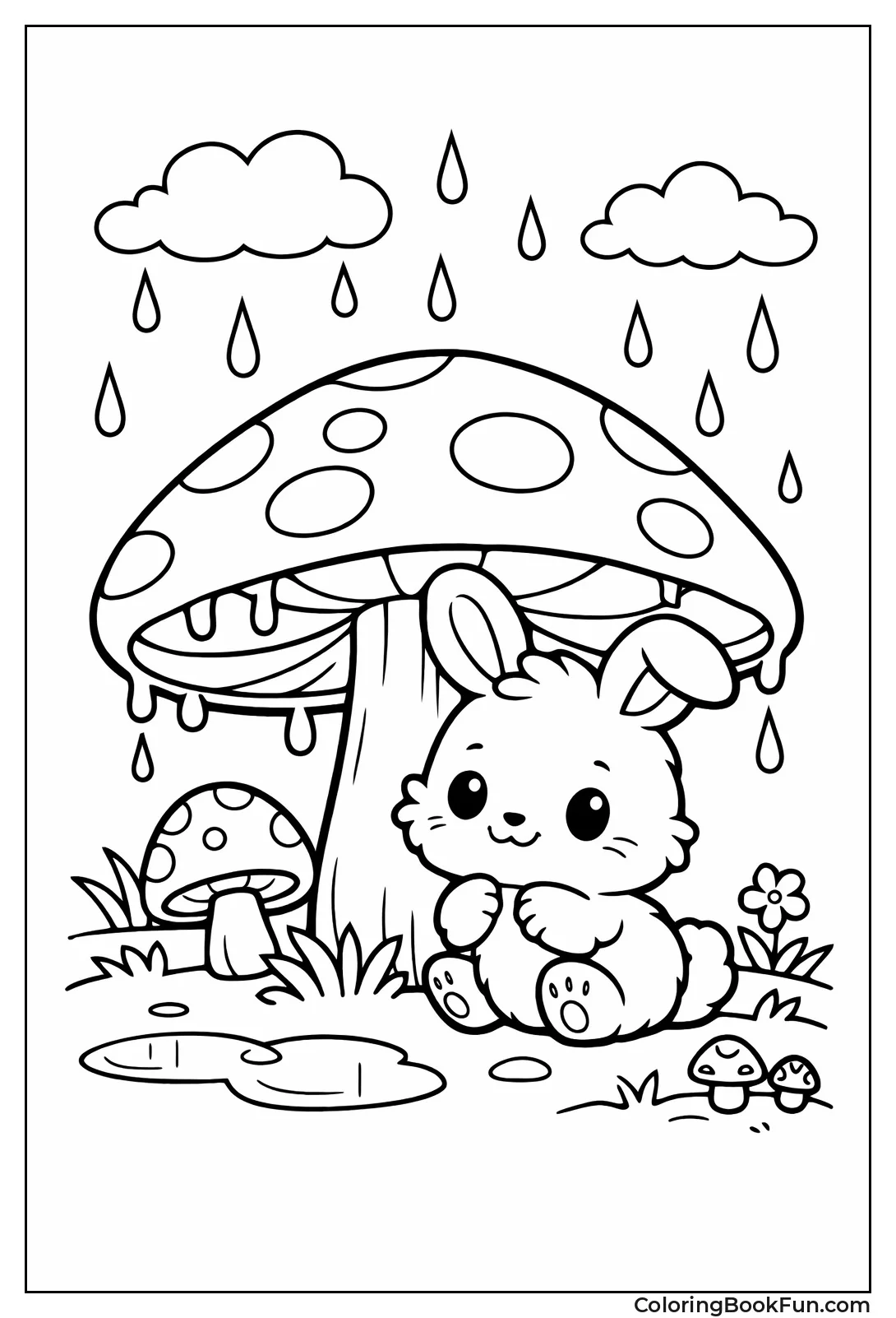 Bunny Hides under Mushroom