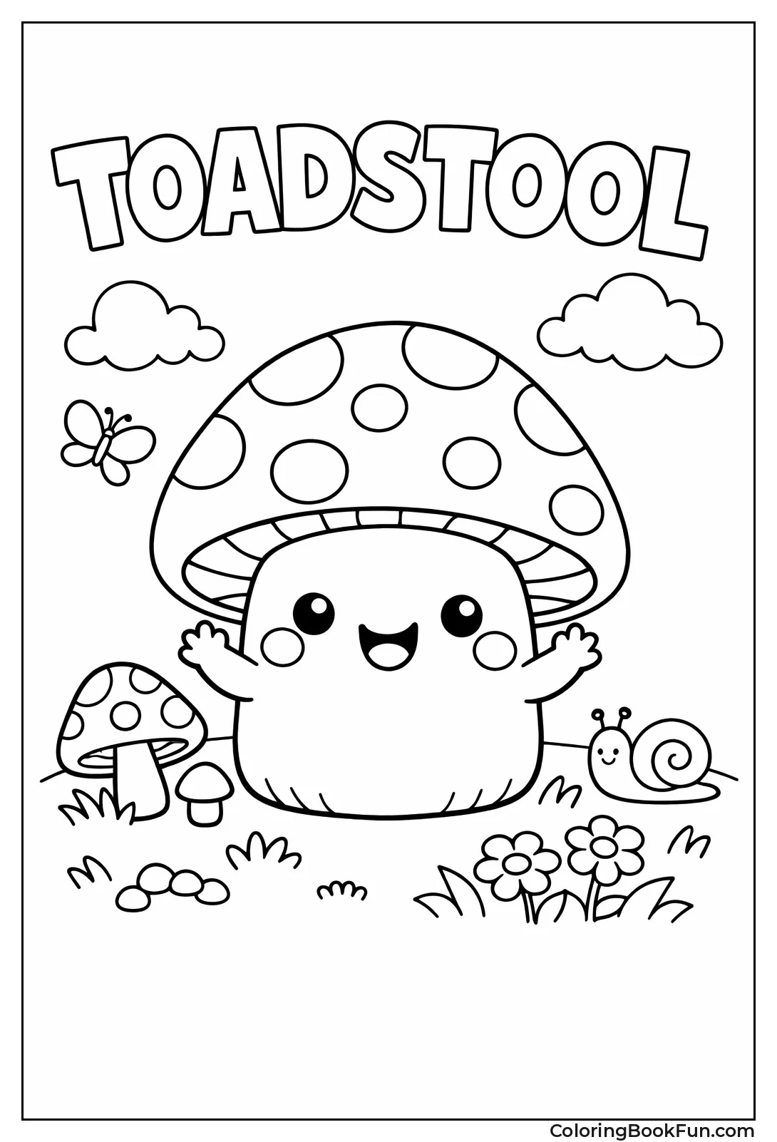 Smiling Cartoon Toadstool Waves