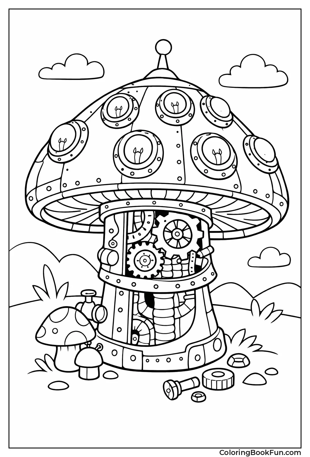 Steampunk Mushroom with Gears