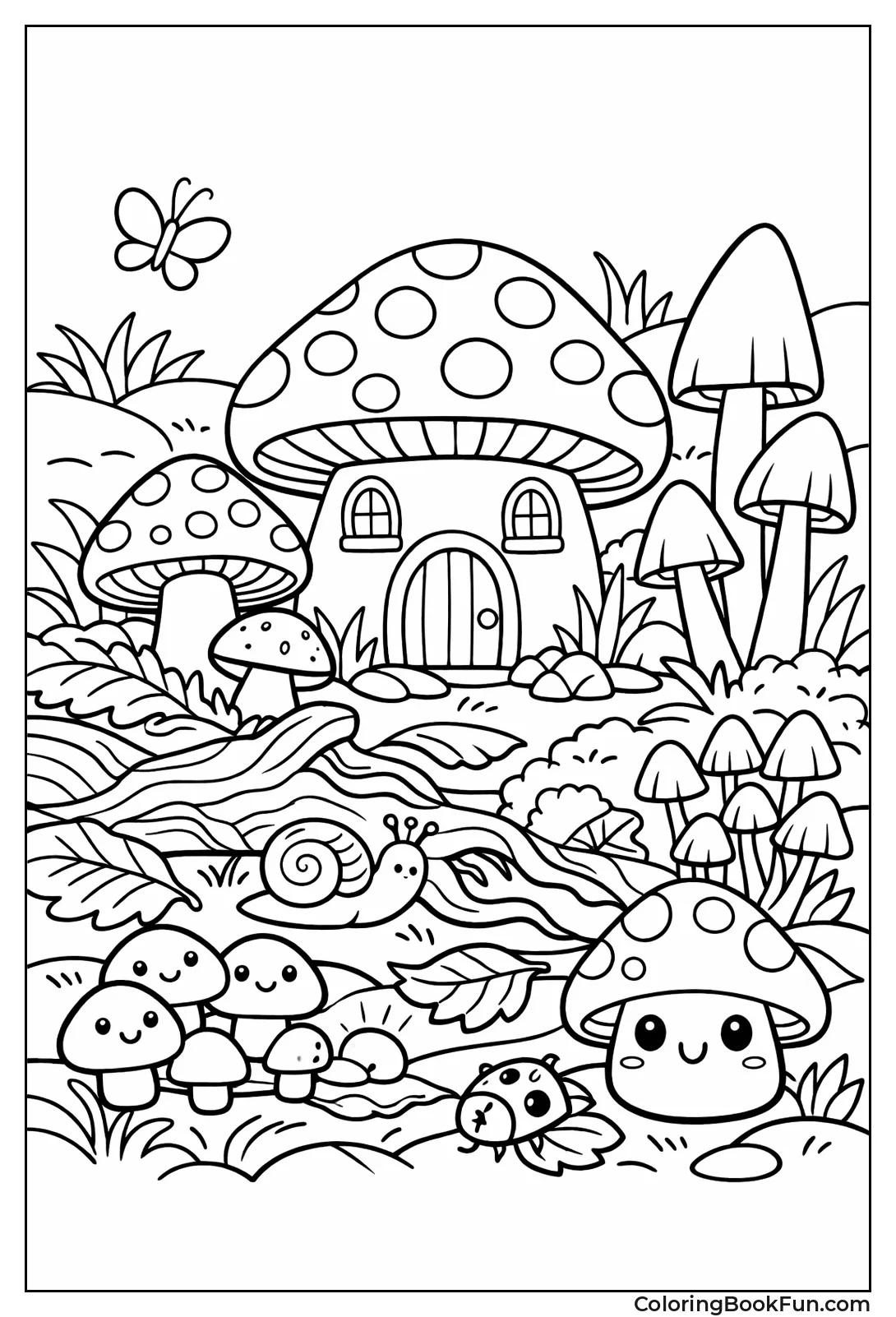 Mushrooms on Forest Floor