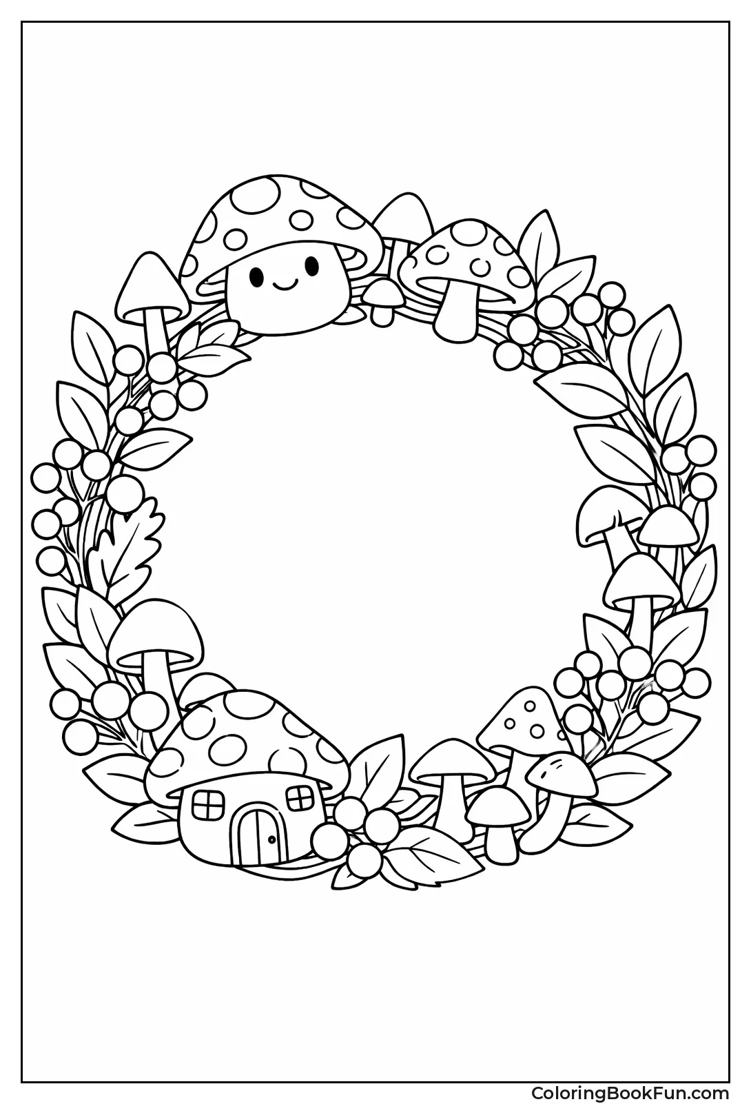 Mushroom Wreath Border Design