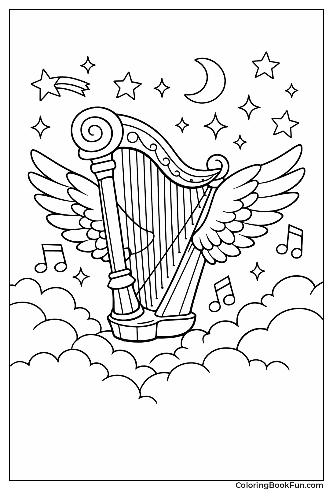 Flying Harp in Clouds