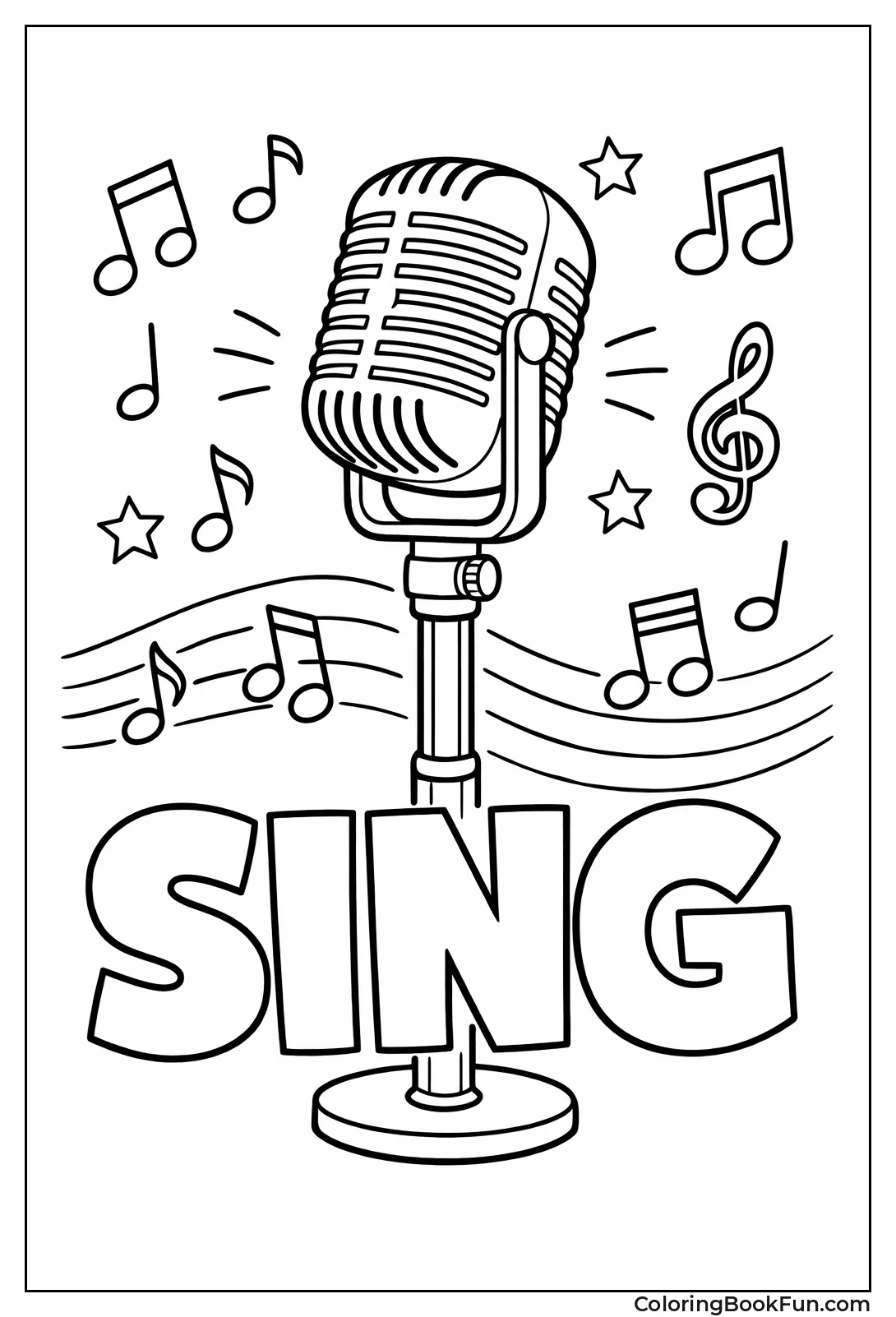 Microphone with Floating Notes