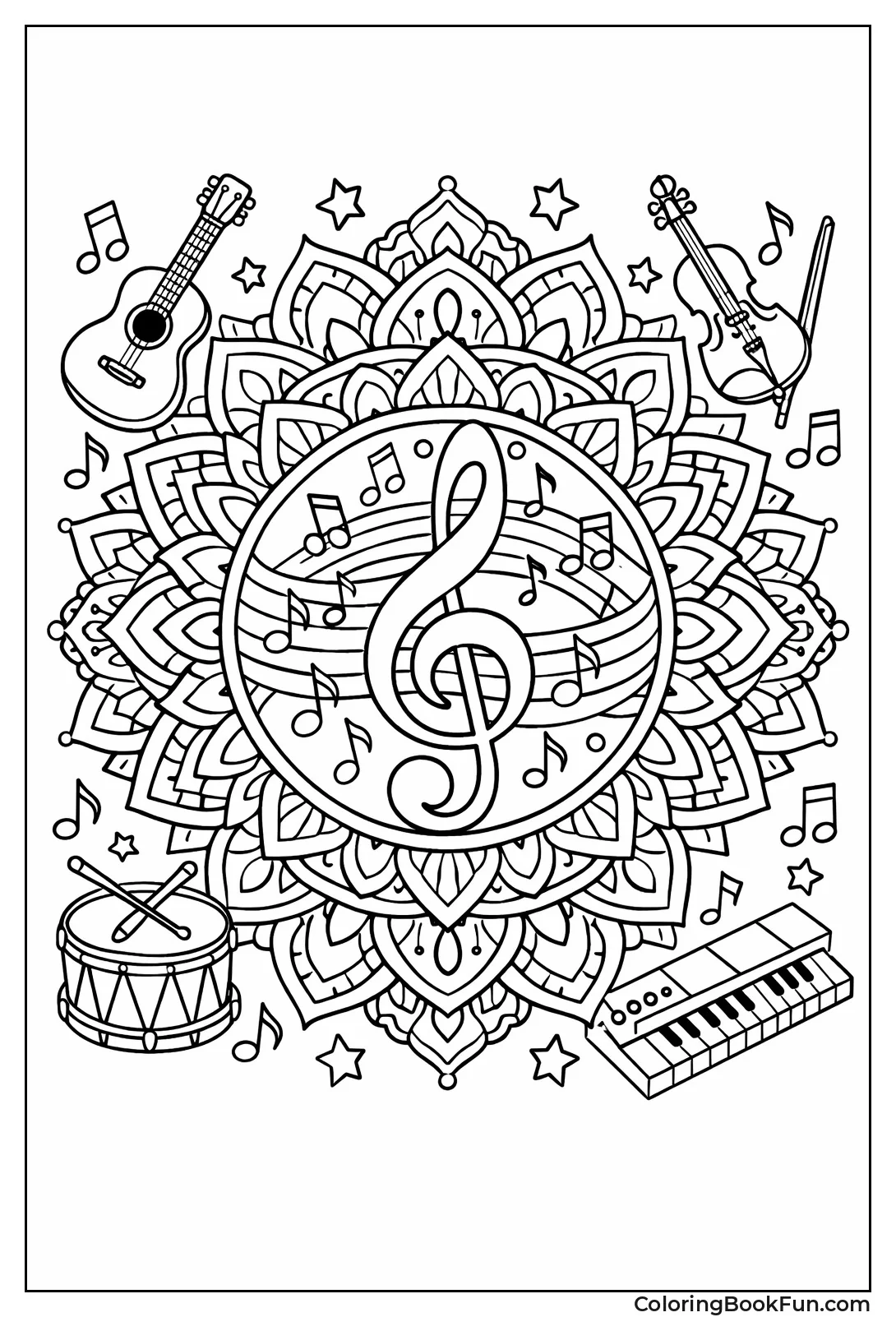 Treble Clef Mandala Design