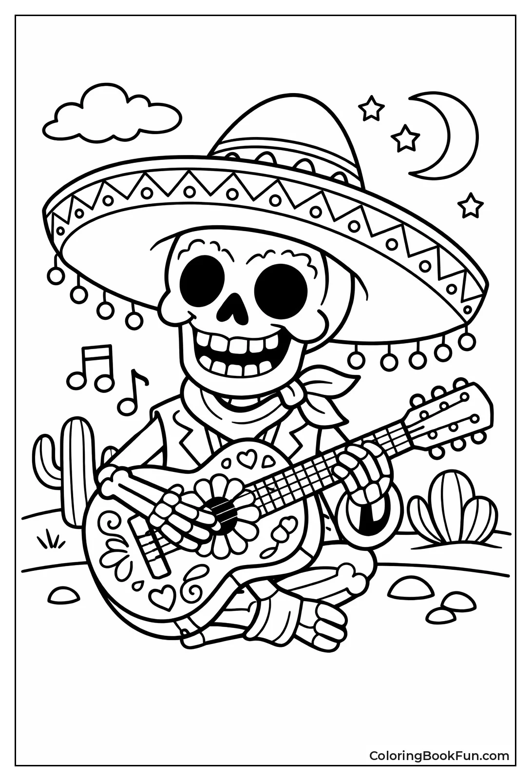 Mariachi Skull Playing Guitar