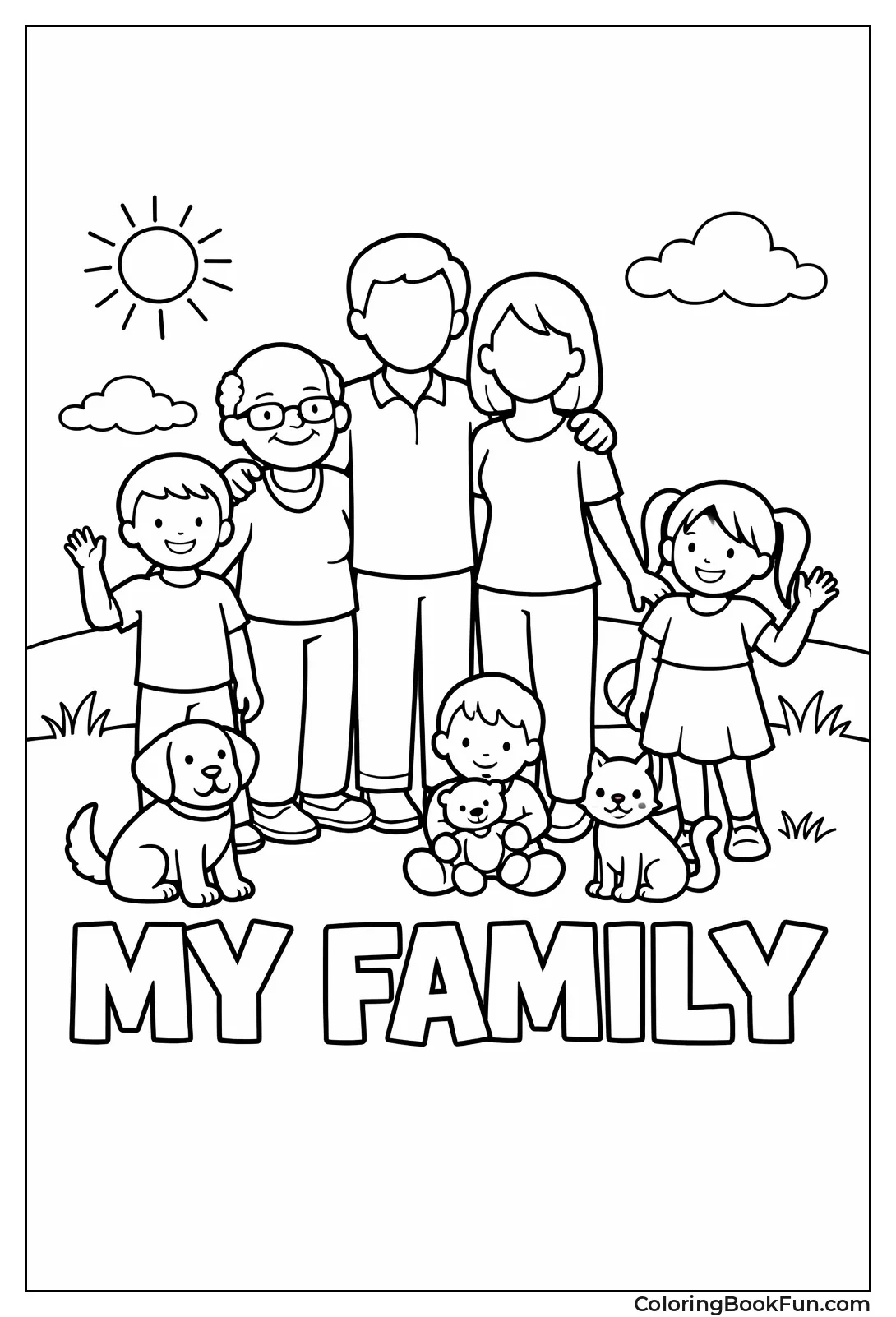My Family Coloring Outline