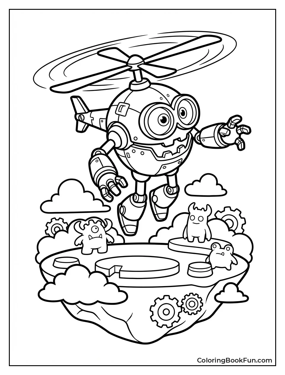 Cybop Flying over Island