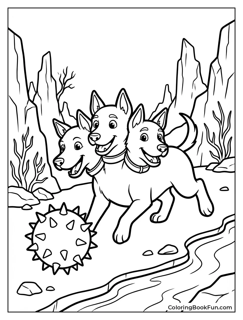 Cerberus Puppies Playing Ball