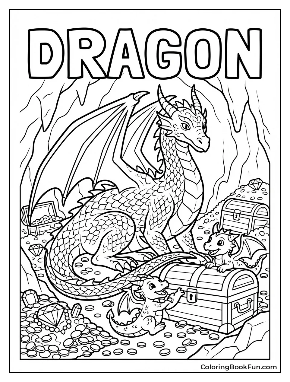 Dragons Playing in Cave