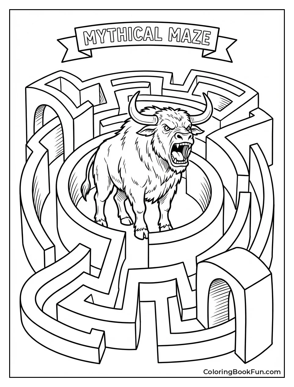 Minotaur Roaring in Maze