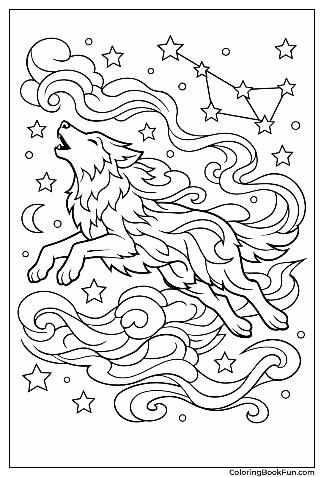 Spirit Wolf Leaping Stars