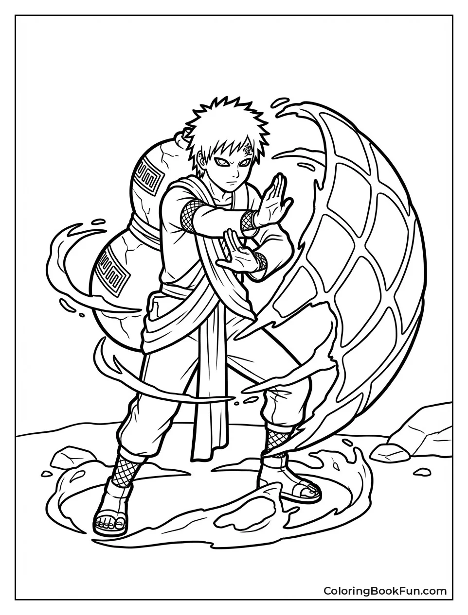 Gaara Raises Sand Shield