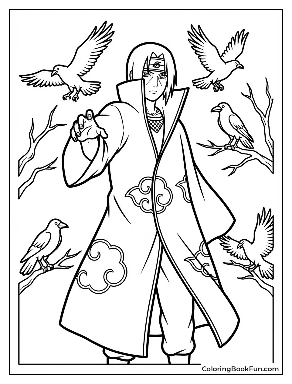 Itachi with Sharingan and Crows