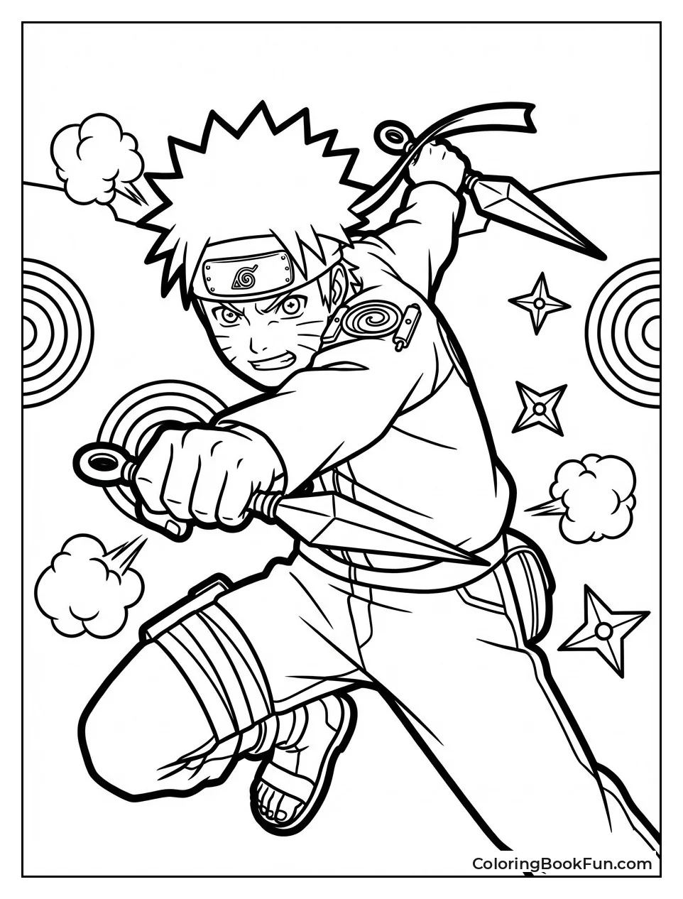 Naruto Throws Kunai at Targets