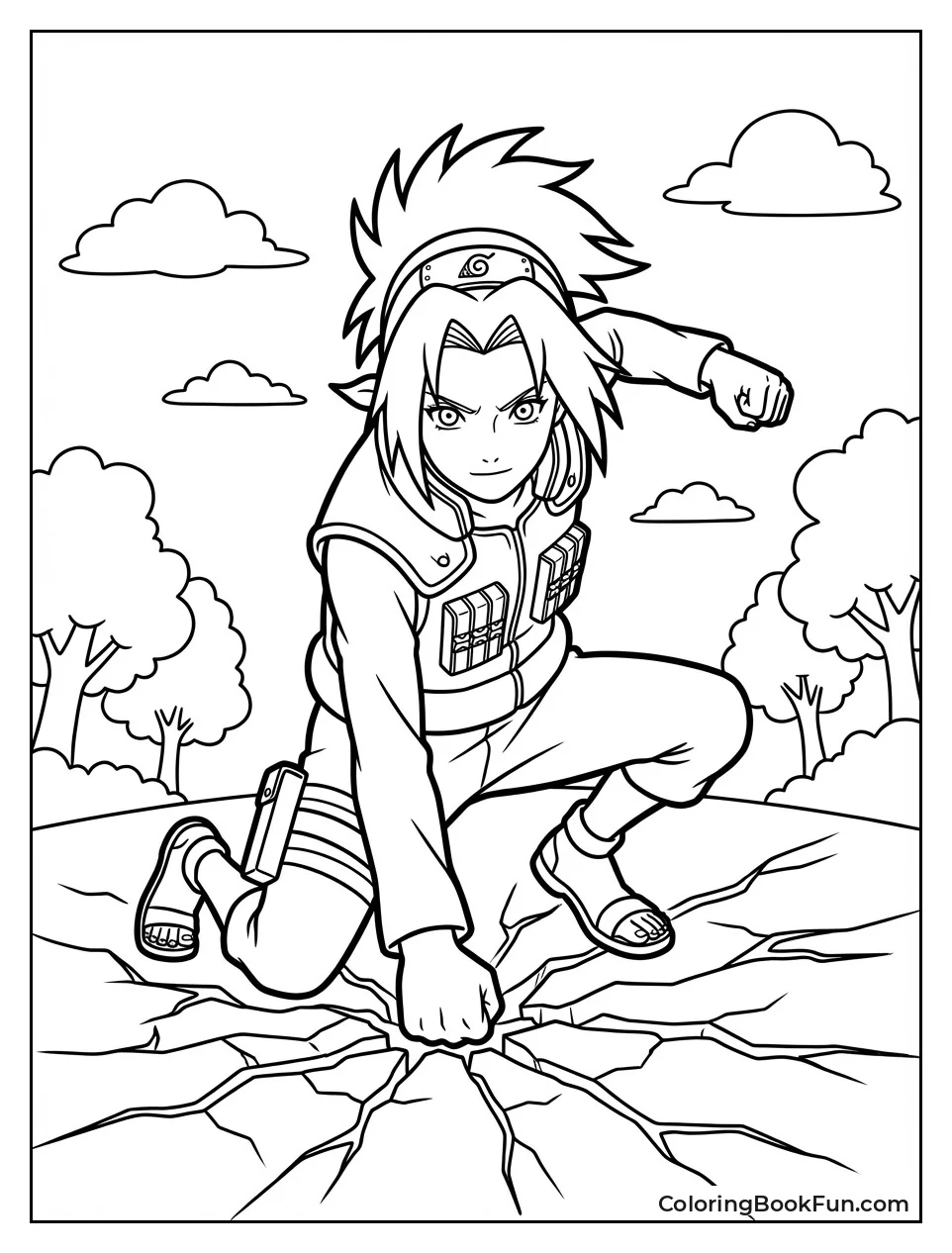 Sakura Punches and Cracks Ground