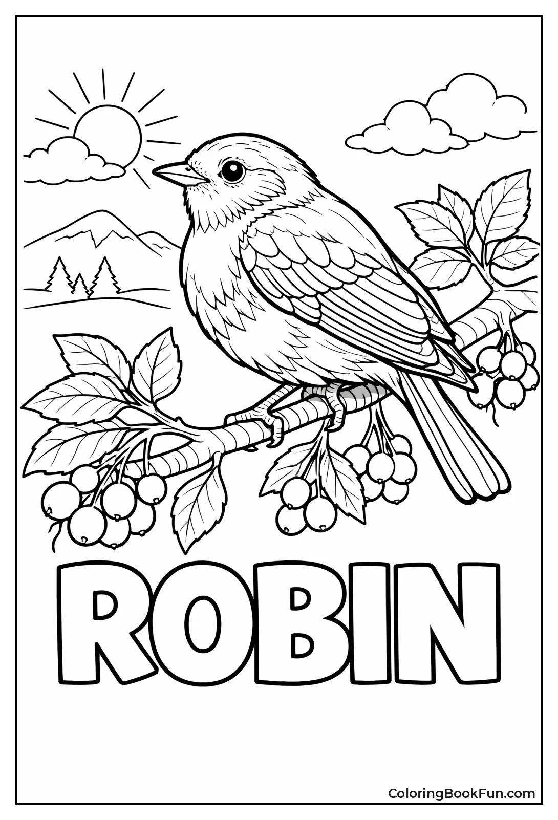 Bird Perched on Berries